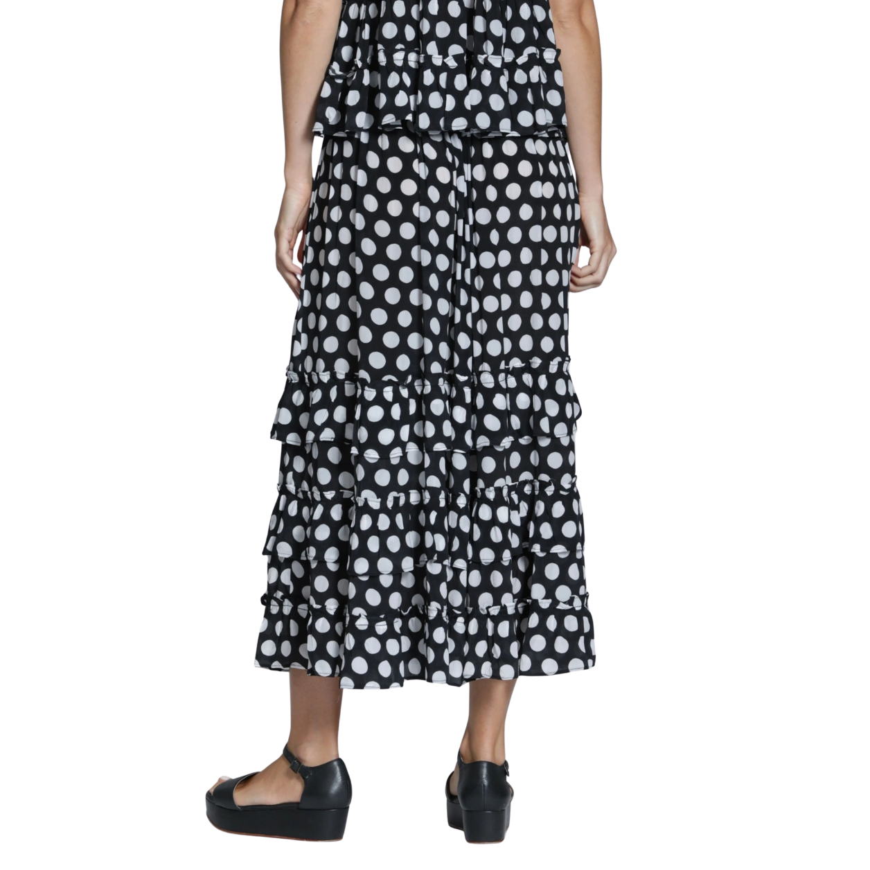 APNY Tiered Pull-on Skirt -Mono Spot Black/White