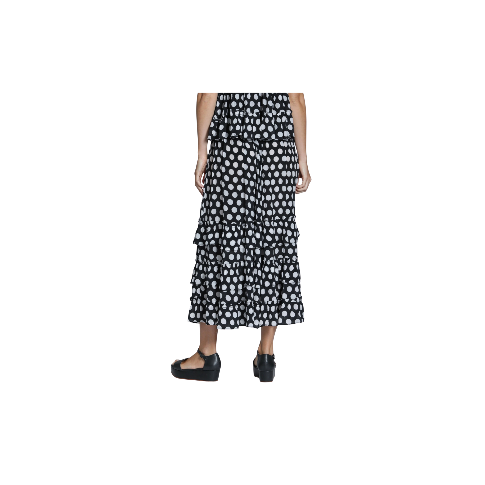 APNY Tiered Pull-on Skirt -Mono Spot Black/White