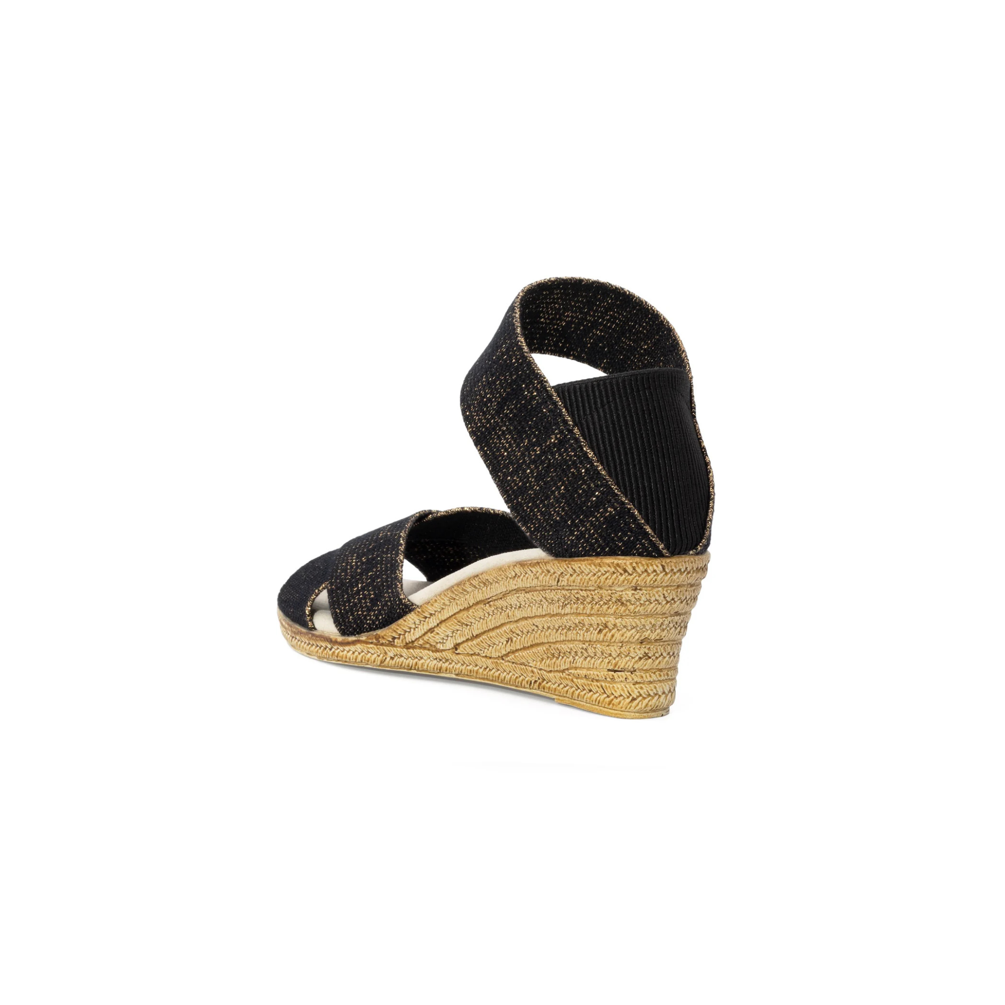 Charleston Shoe Co. Cannon Wedge Sandal -Gilded Black
