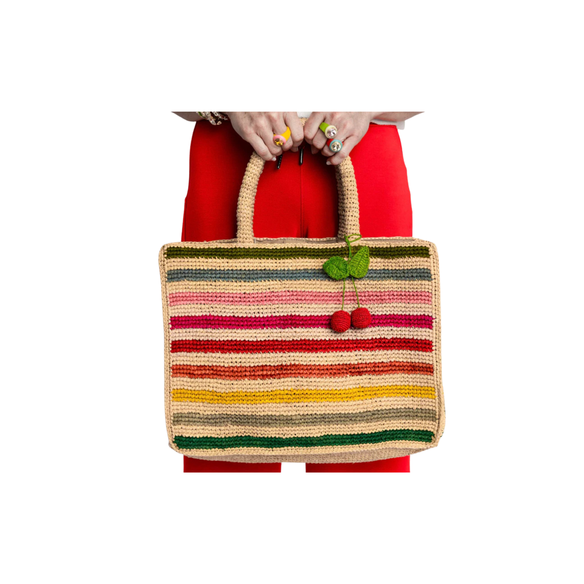 Baldiz Mae Rainbow Raffia Tote