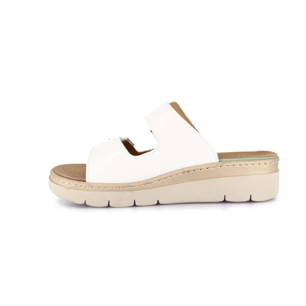 Grunland Moll Patent Slide Sandal -Bianco