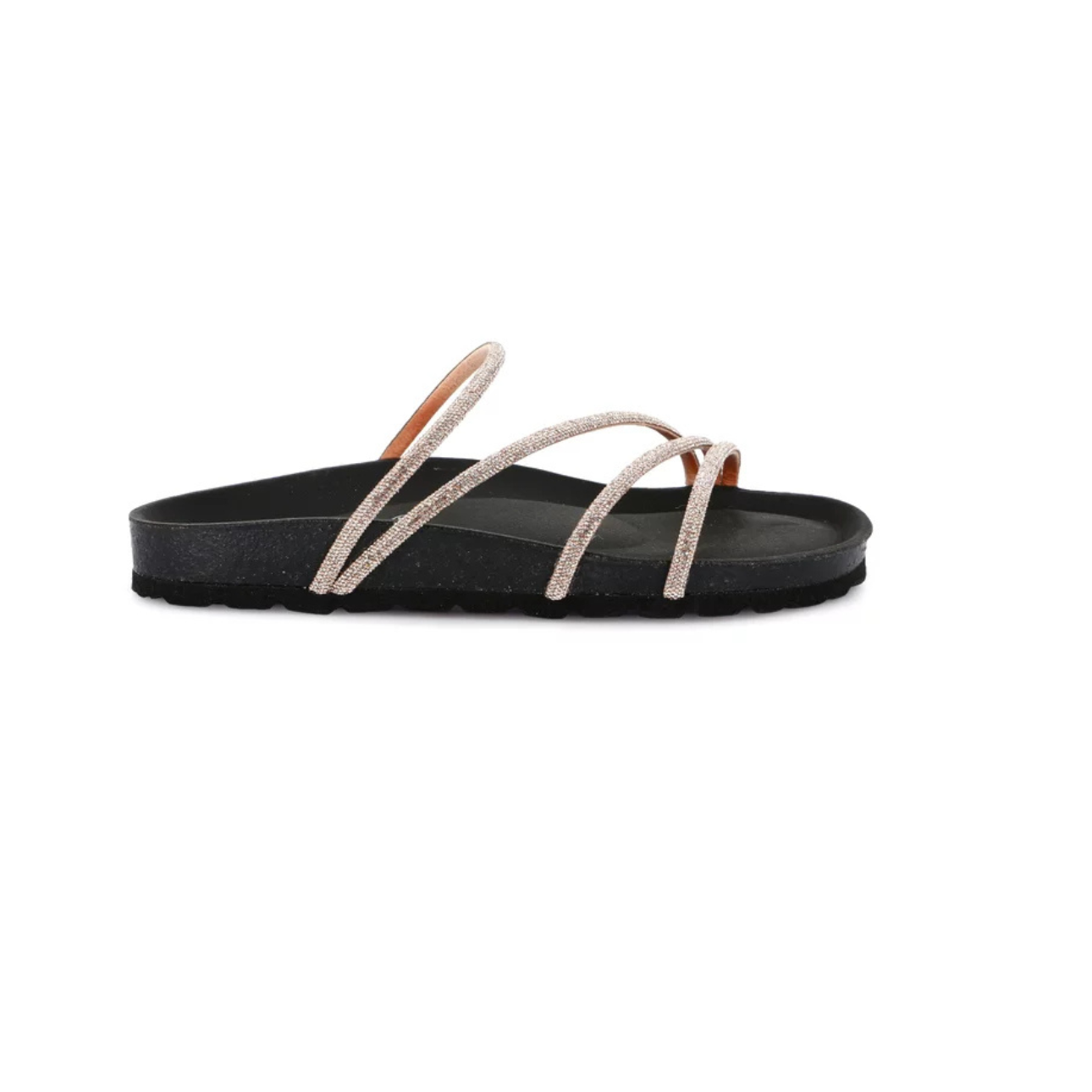 Grunland Sara Sandal with Rhinestone Straps -Champagne