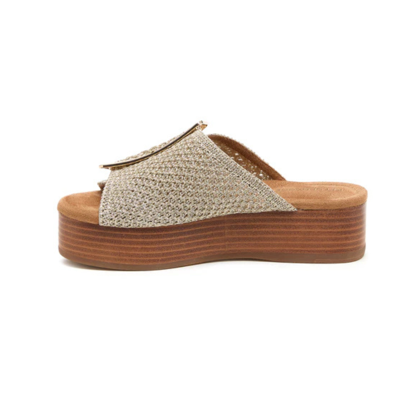 Kelsi Dagger Dover Crochet Mesh Platform Sandals -Gold