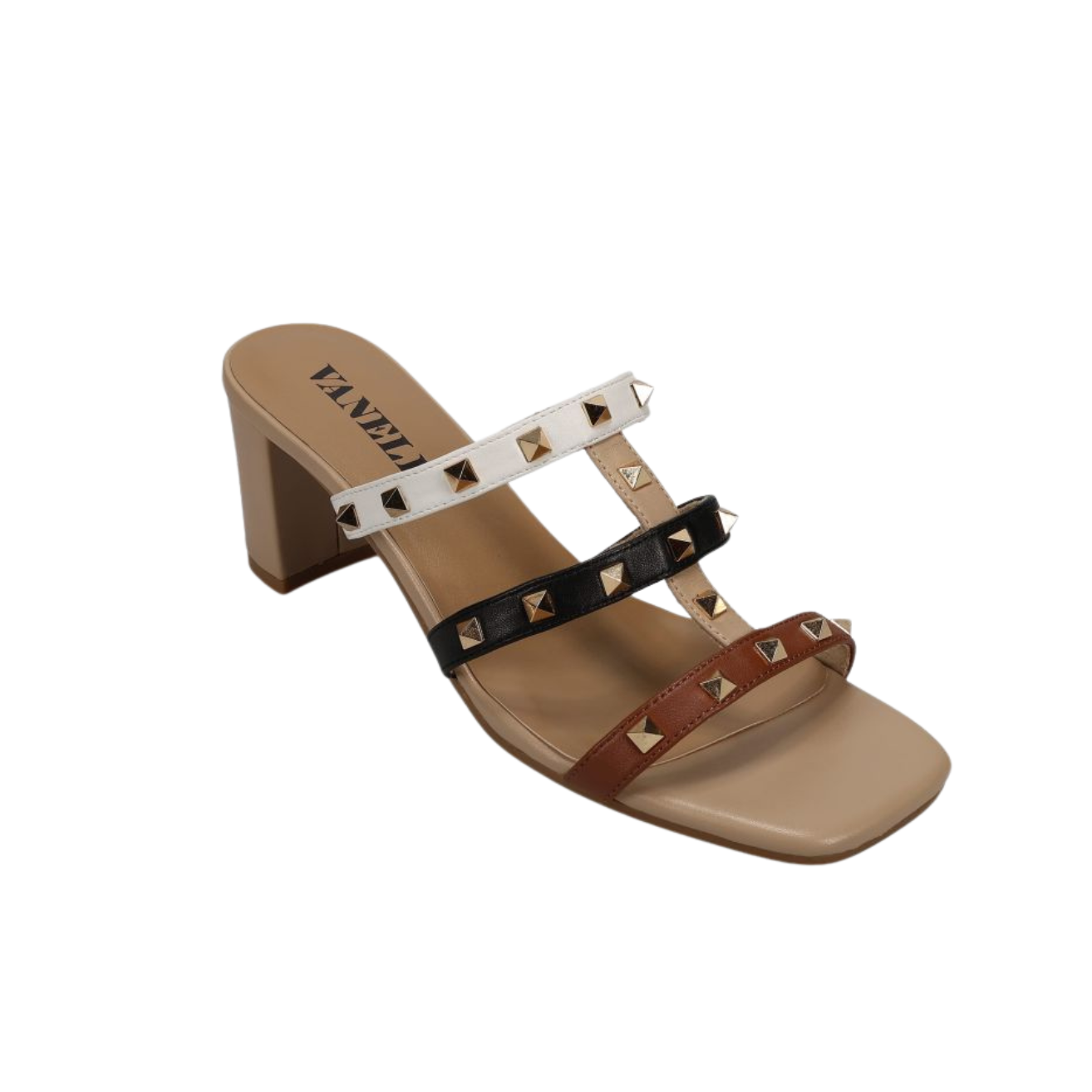 Vaneli Marah Sandal -Ecru/Tan/Black/White Nappa Combo