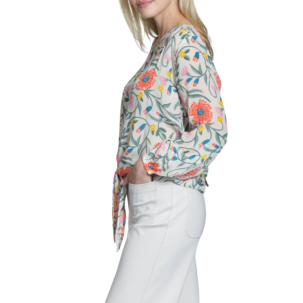 APNY V-Neck Tie Front Top -Tanglebloom