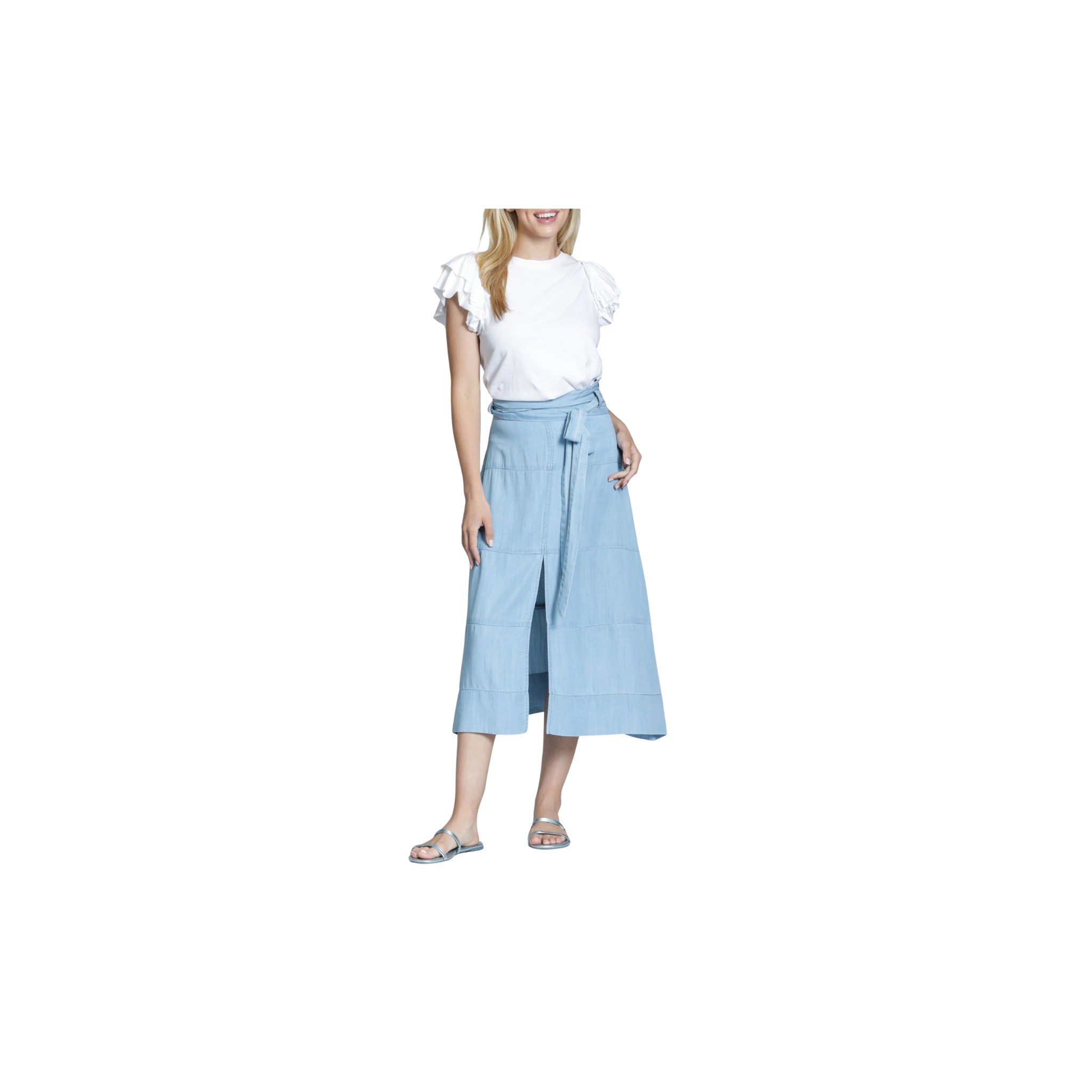 APNY Tencel A-Line Skirt -Light Indigo