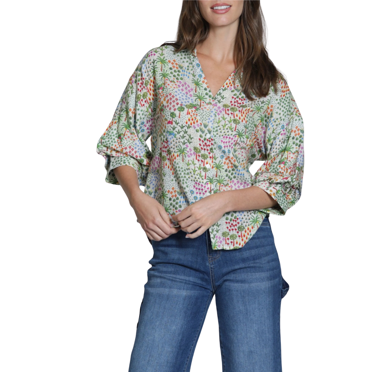 APNY Shirt with Blouson Sleeves -Miniature Oasis