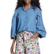 APNY Blouson Front Button Shirt -Indigo