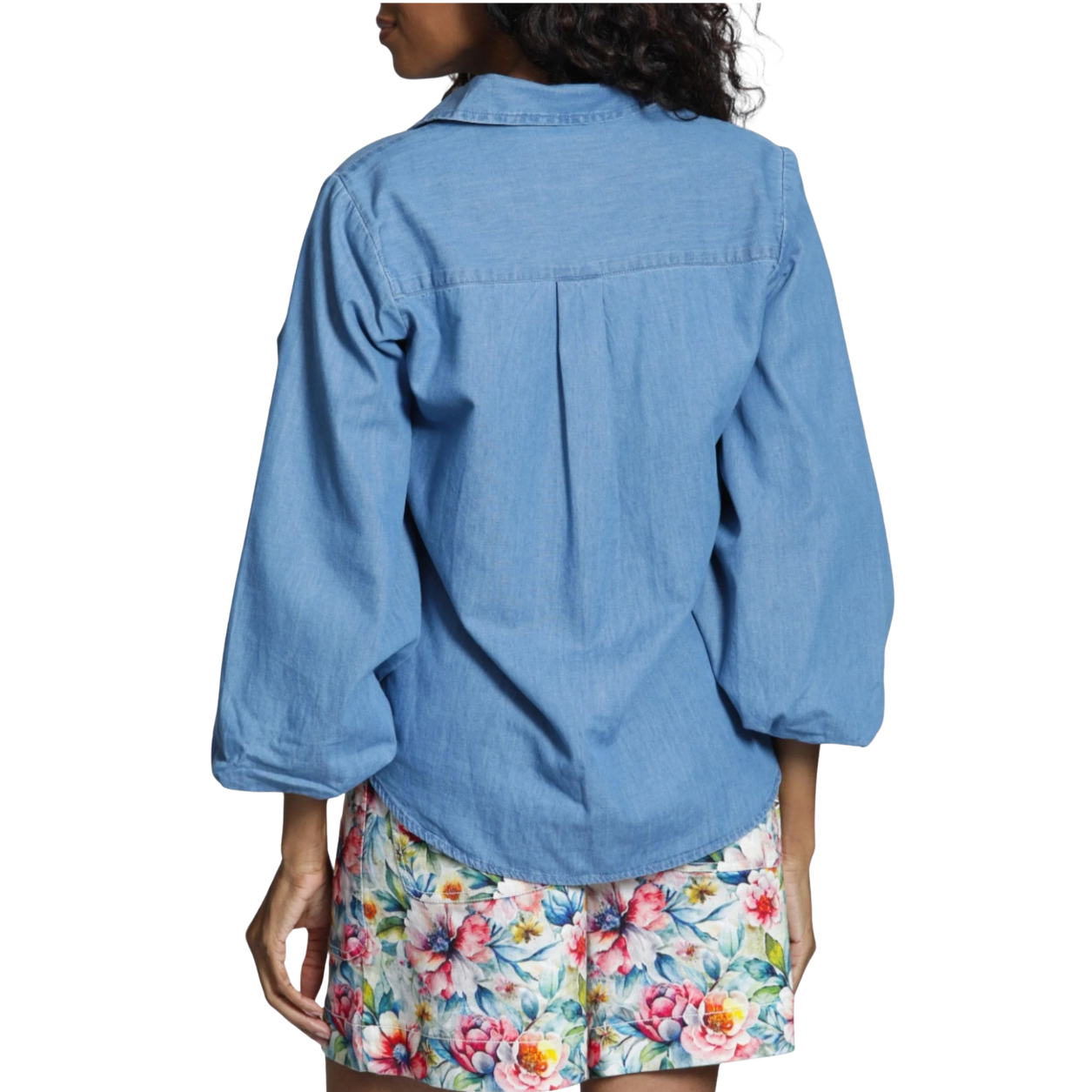 APNY Blouson Front Button Shirt -Indigo