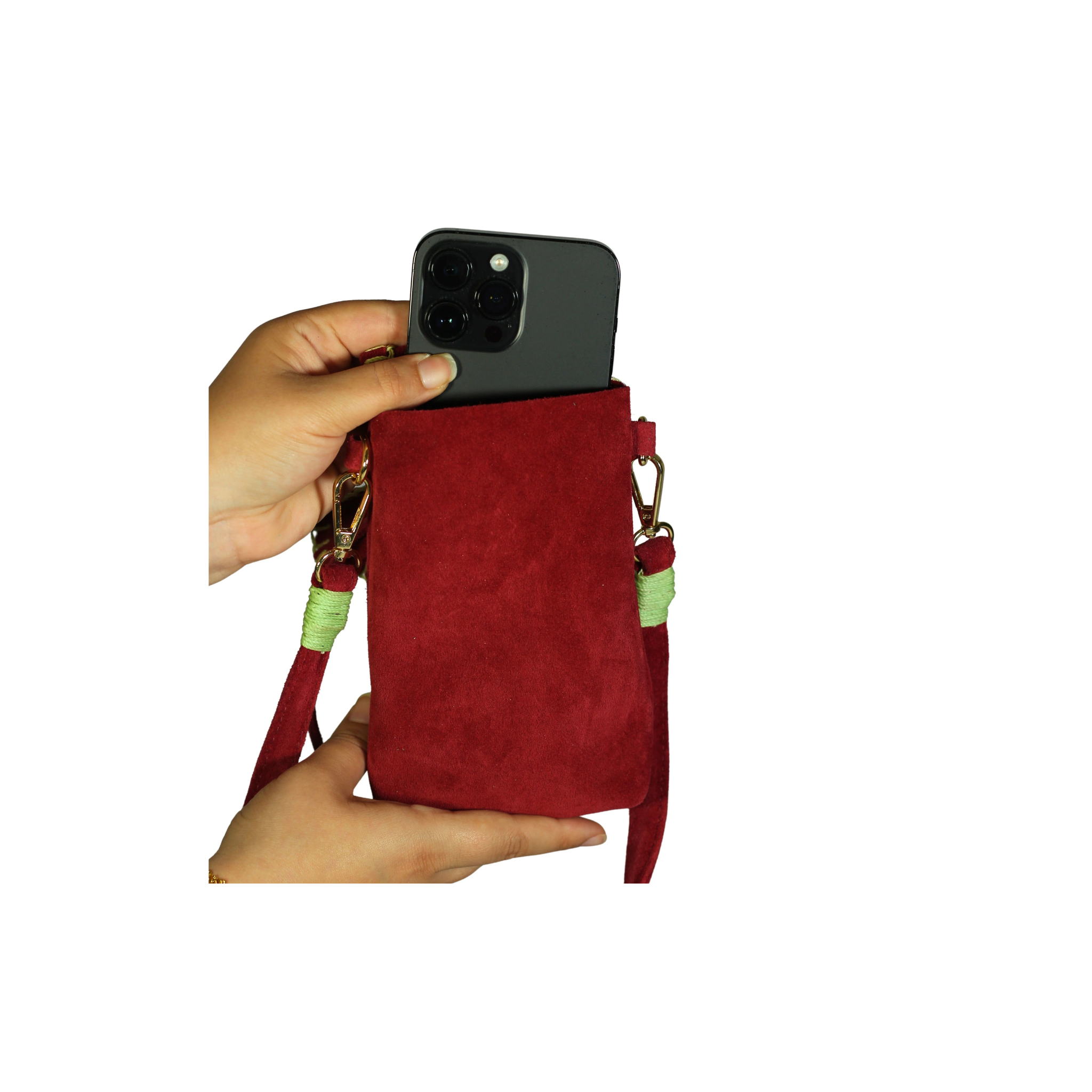 Carlos Falchi Cell Phone Butterfly Bag -Malbec Suede