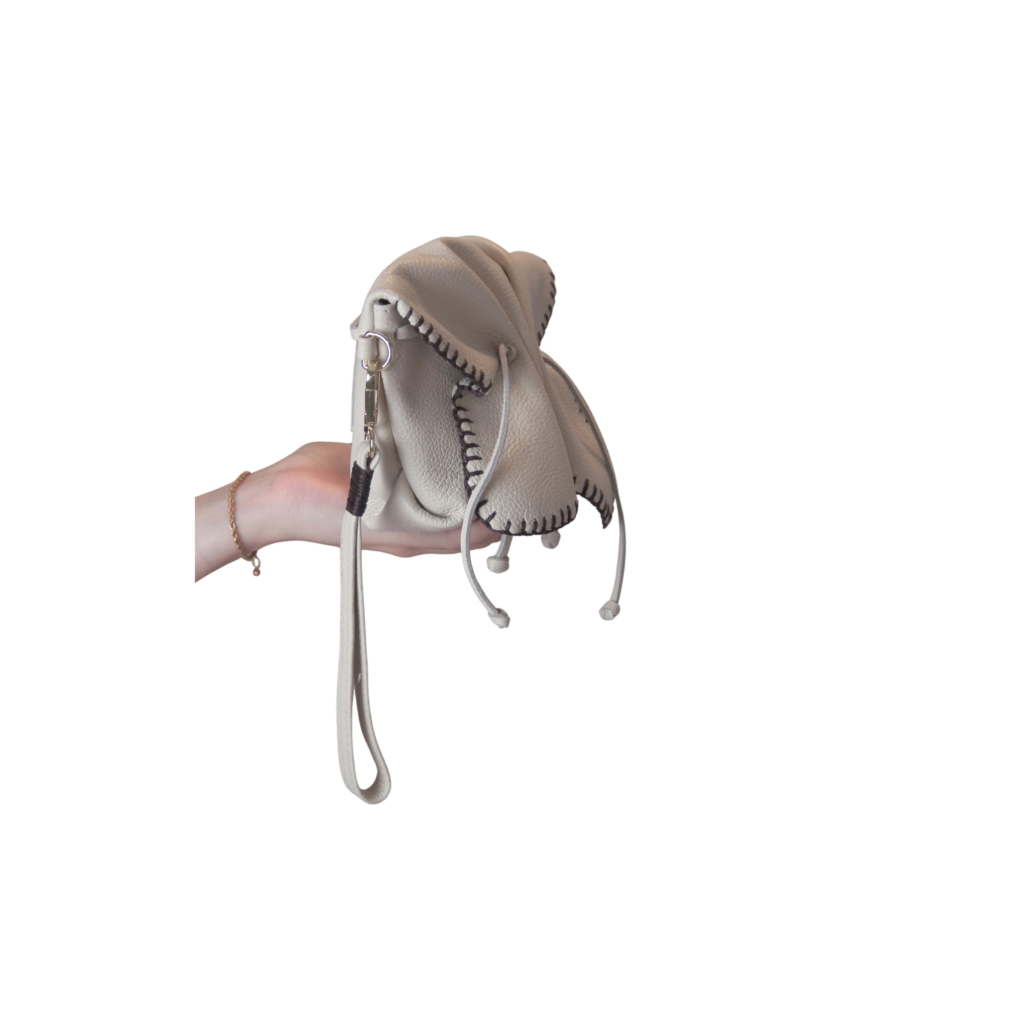 Carlos Falchi Mini Butterfly Bag -Winter White Top Grain Leather