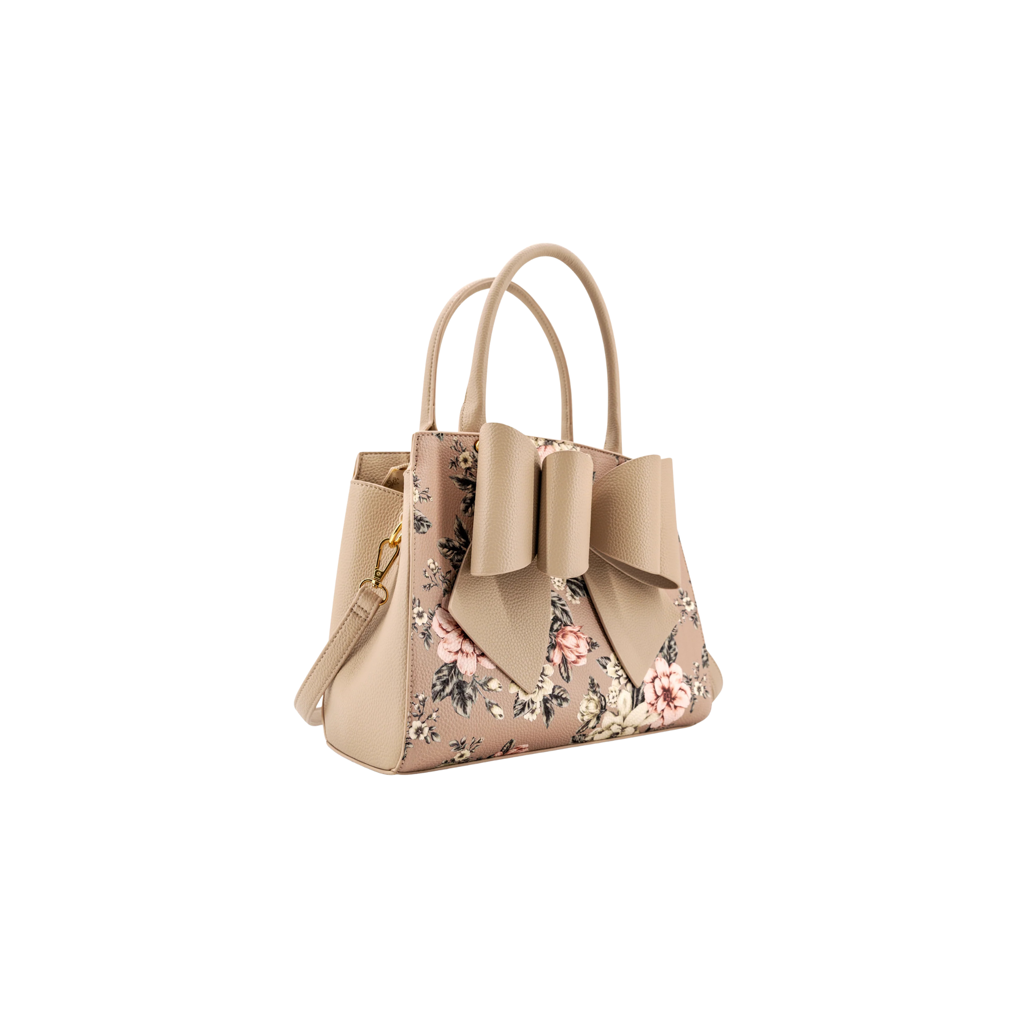 Rosalie Bow Floral Top Handle Satchel Bag