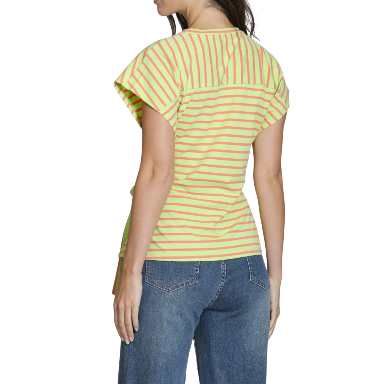 APNY Stripe Cinched Waist Tee -Citrine/Orange