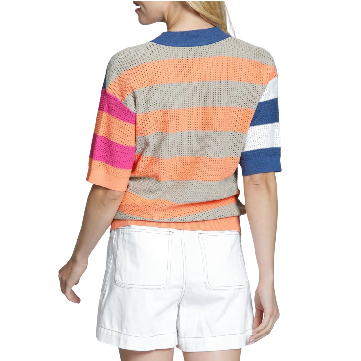 APNY Open Knit Polo -Blue Multi