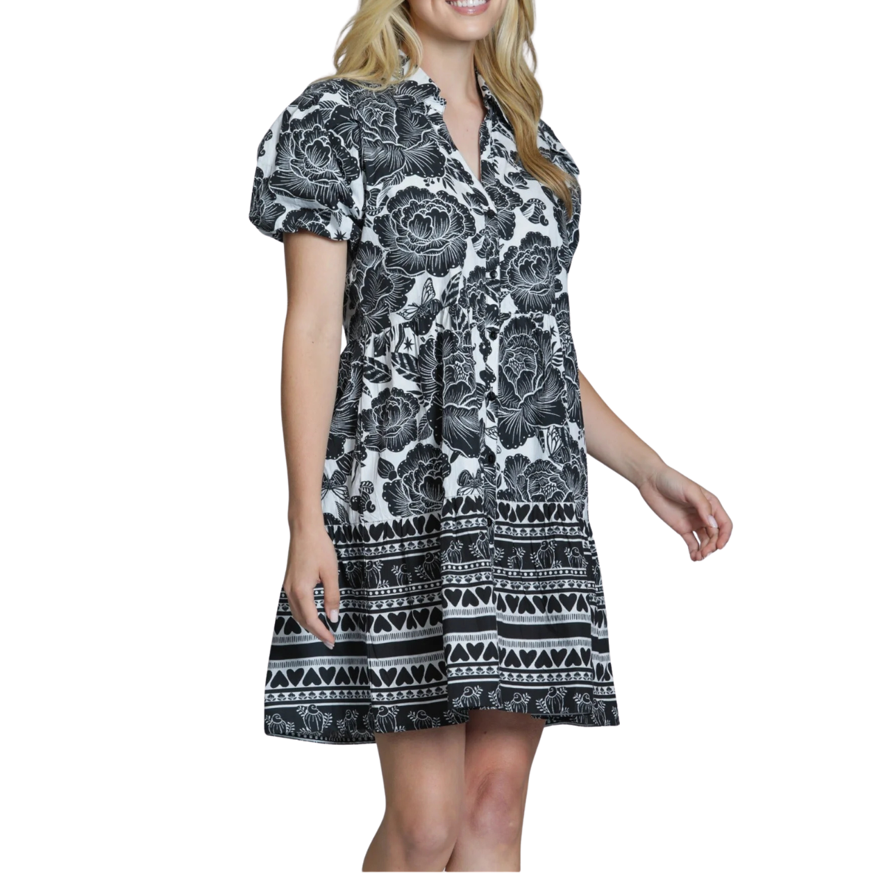 APNY Flounce Shirt Dress -Black/White