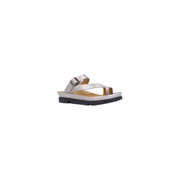 L'Amour Des Pieds Alanza Leather Slip on Sandal -Champagne Met/ Nappa