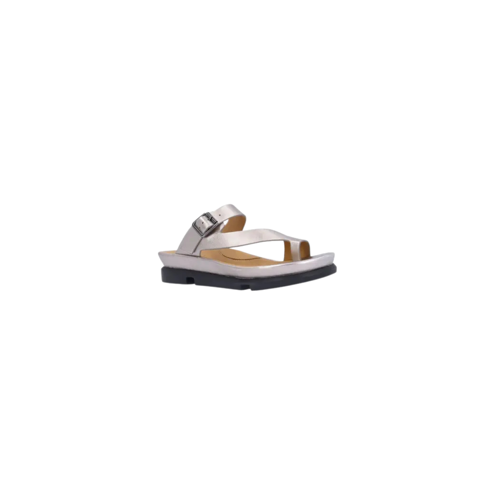 L'Amour Des Pieds Alanza Leather Slip on Sandal -Champagne Met/ Nappa