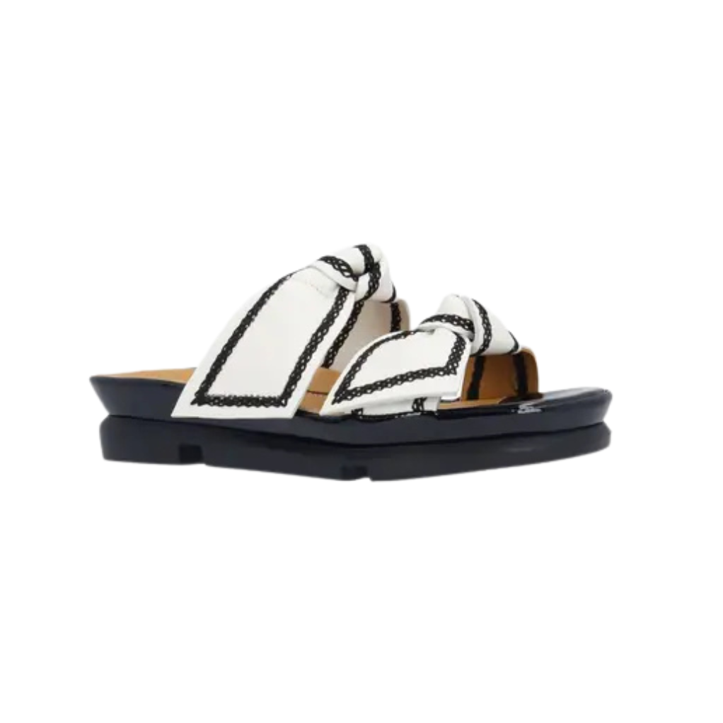 L'Amour Des Pieds Voleta Leather Slip on Sandal-White Capri Kid/Black Sole