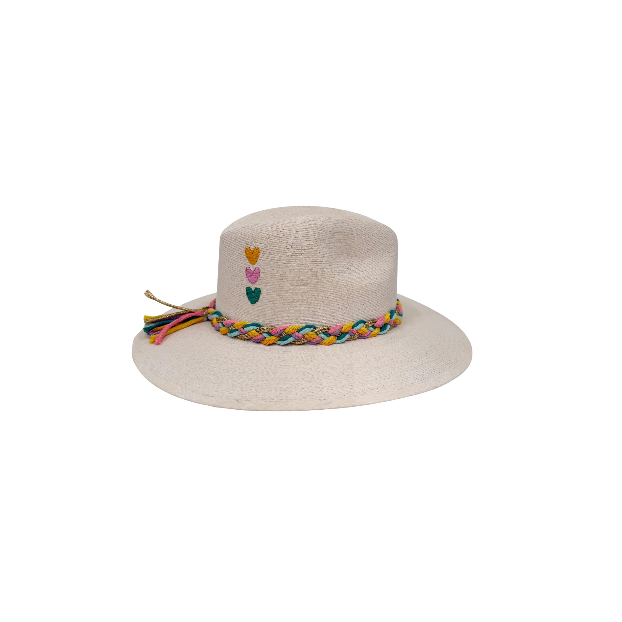 Baldiz White Palm Vertical Hearts Hat