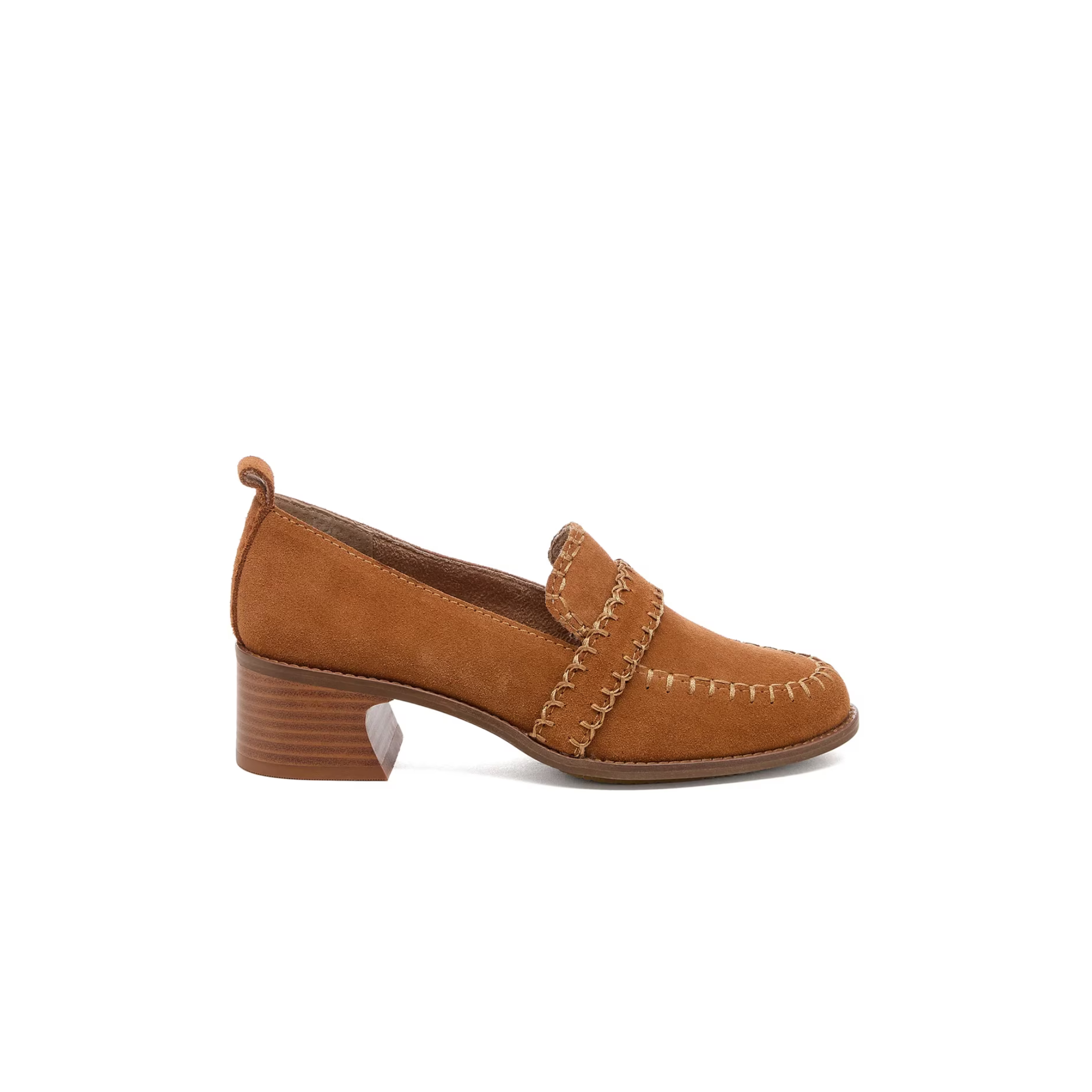 Kelsi Dagger Halo Block Heel Loafer-Cognac