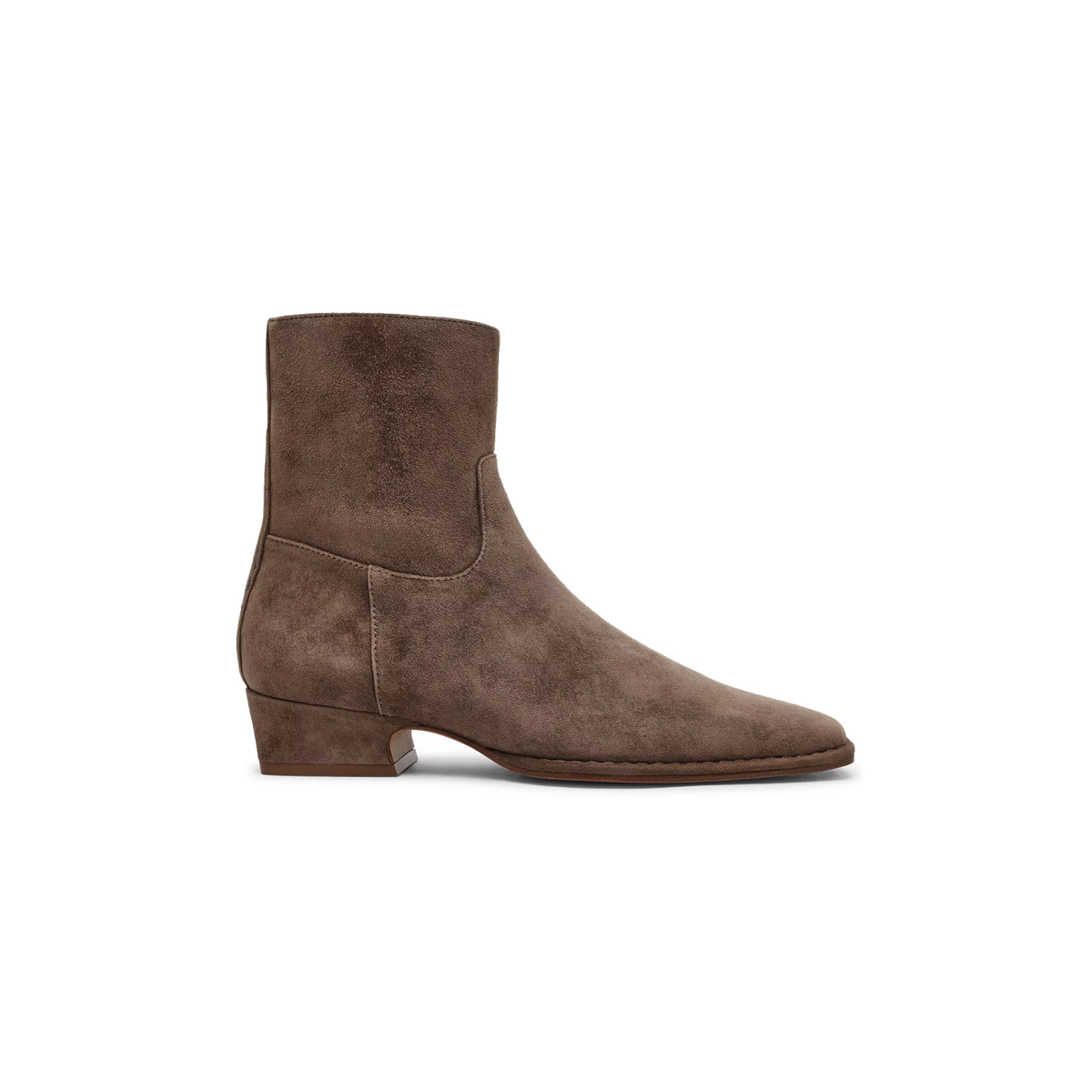 Steve Madden Dorene Block Heel Ankle Booties-Taupe Suede