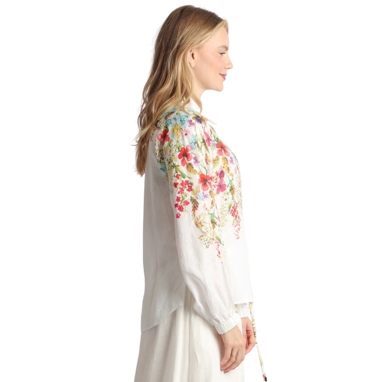 Beulah Floral Printed Linen Button Up Shirt