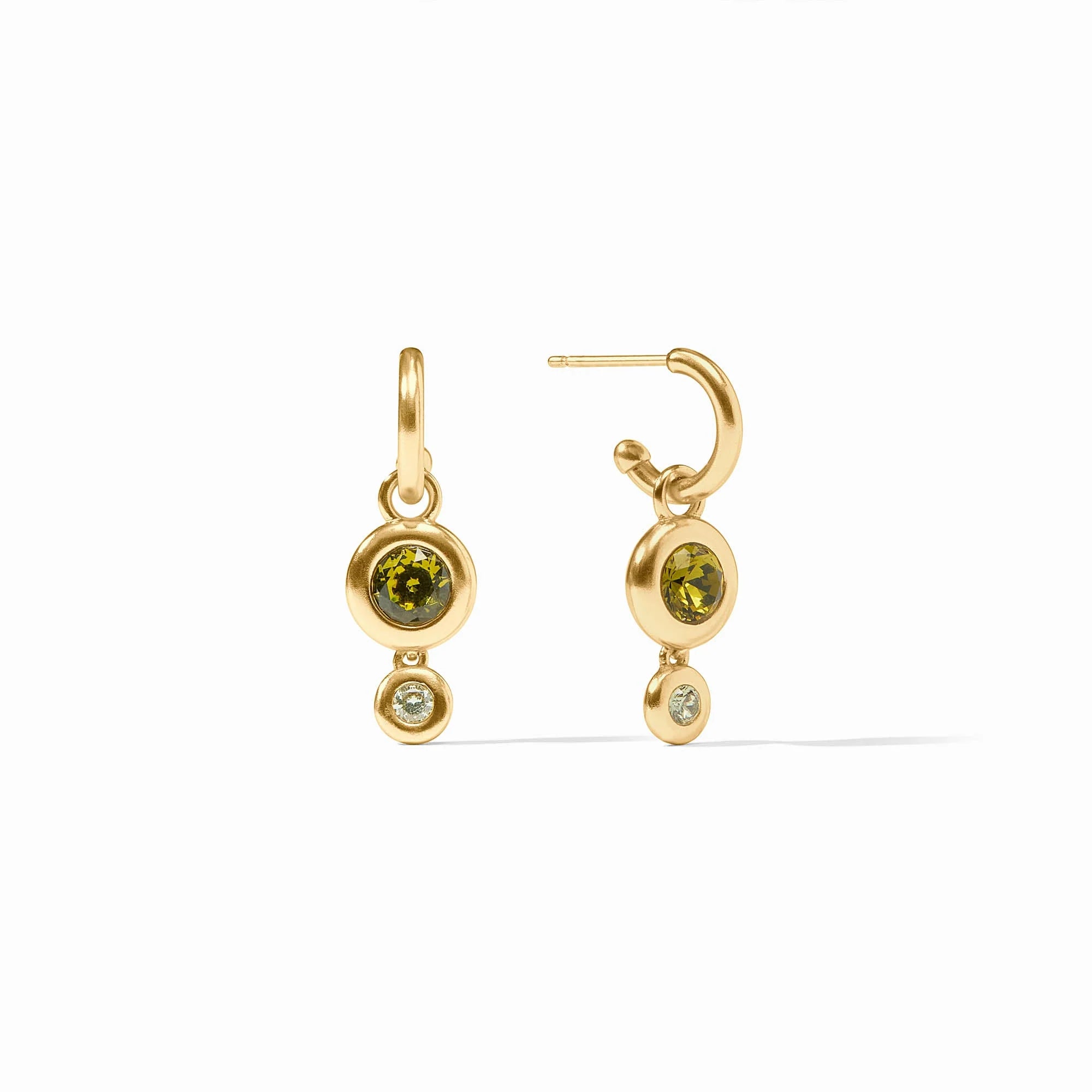 Rainbow Duo Hoop & Charm Earring-Shades of Jade (OS)