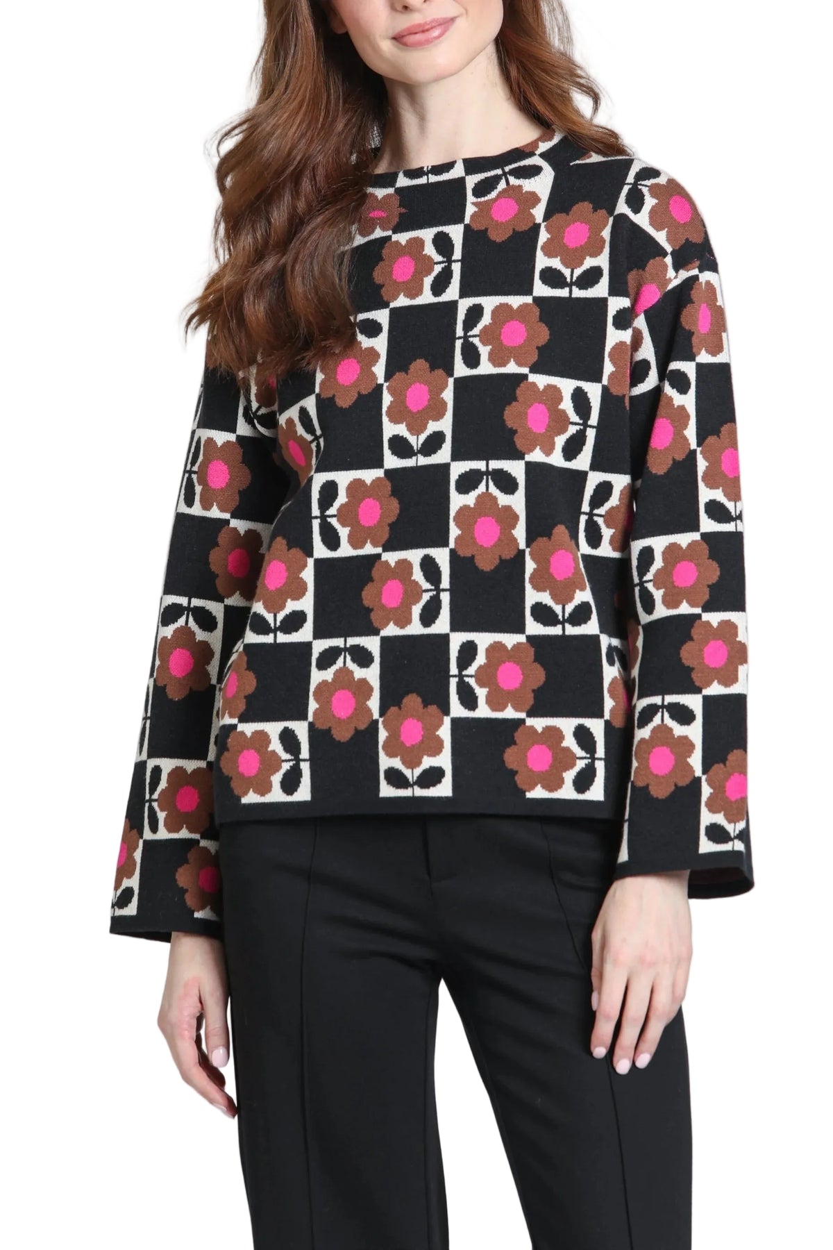 APNY Funnel Neck Pullover-Hot Cocoa Bloom