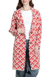 APNY Notched lapel Collar Cardi Coat-Terracotta and Cream