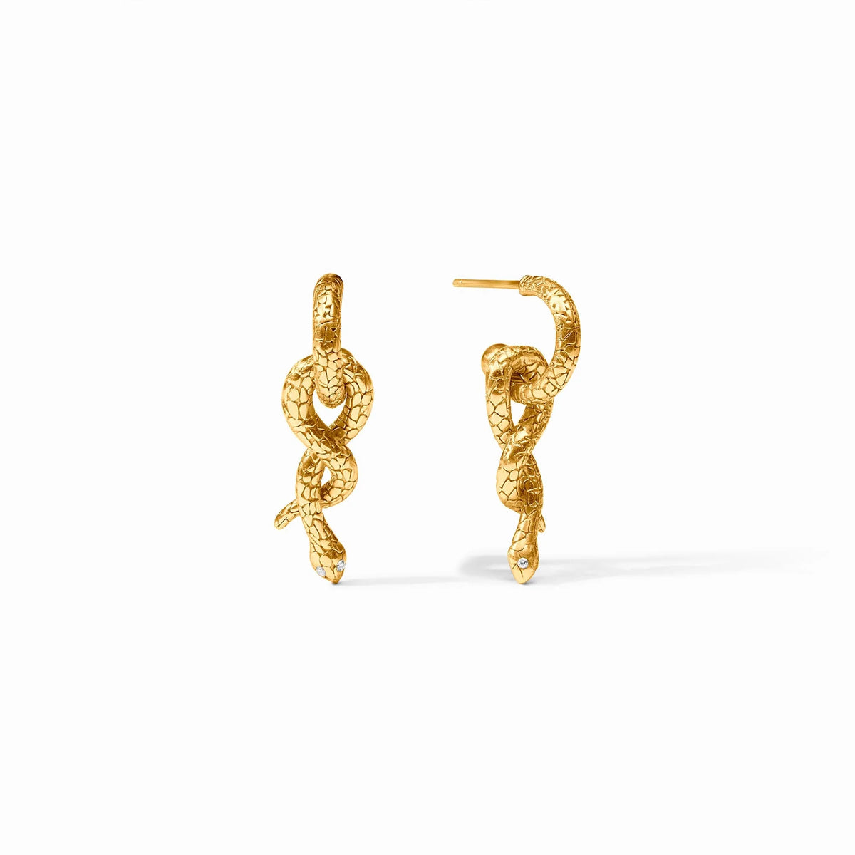 Julie Vos Snake Hoop & Charm Earring-Gold
