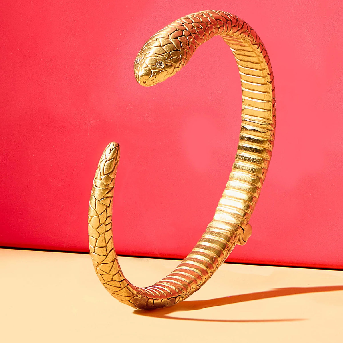 Julie Vos Snake Cuff -Gold/Cubic Zirconia