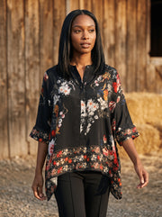 APNY Front Button Kimono-Floral Print Mix