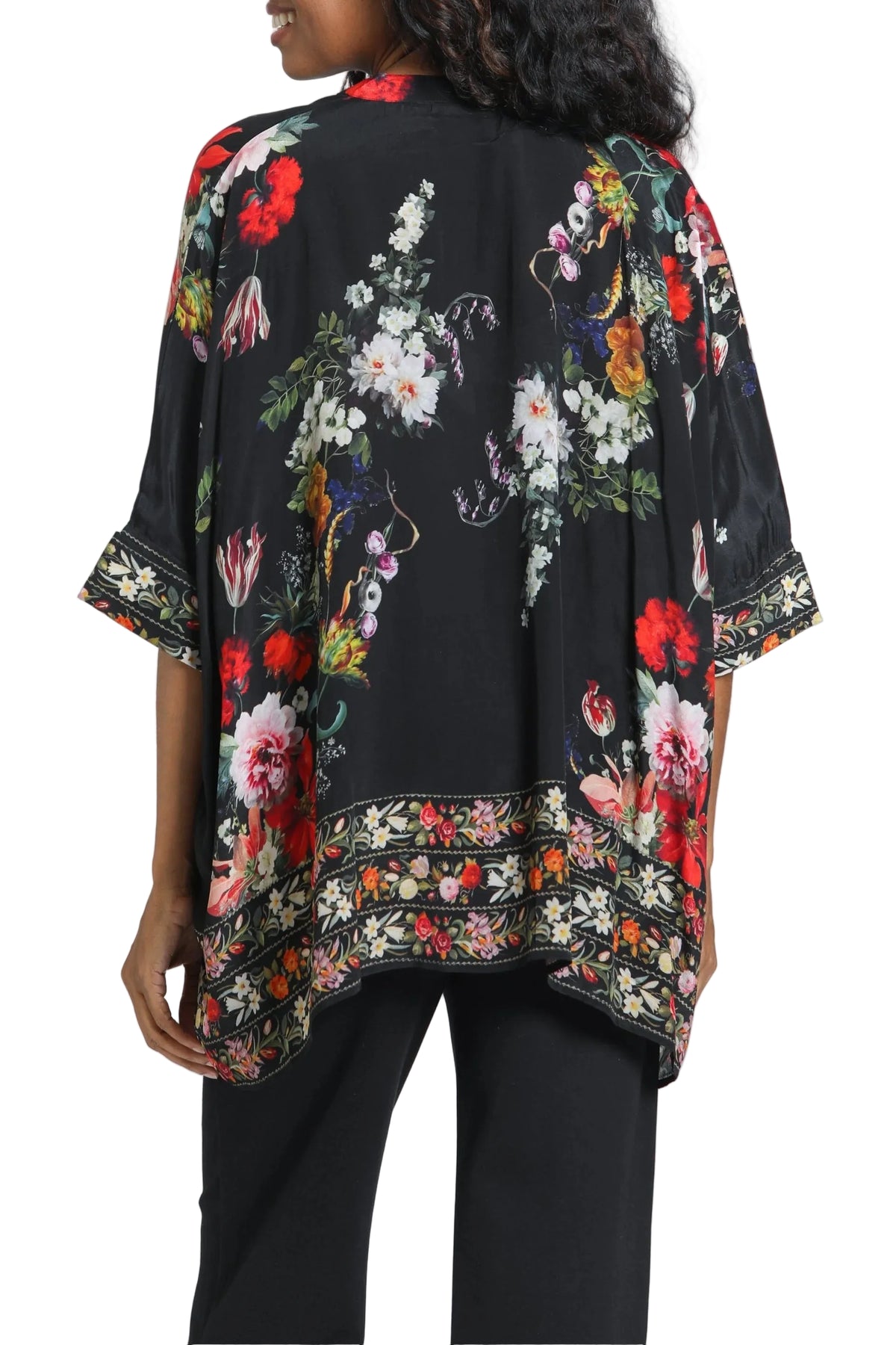 APNY Front Button Kimono-Floral Print Mix