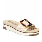Ariane Leather Tortoise Buckle Detail Platform Slide Sandal