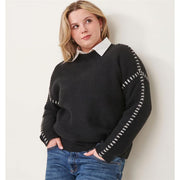 Charlie Paige Oversized Mock Neck Sweater-Black