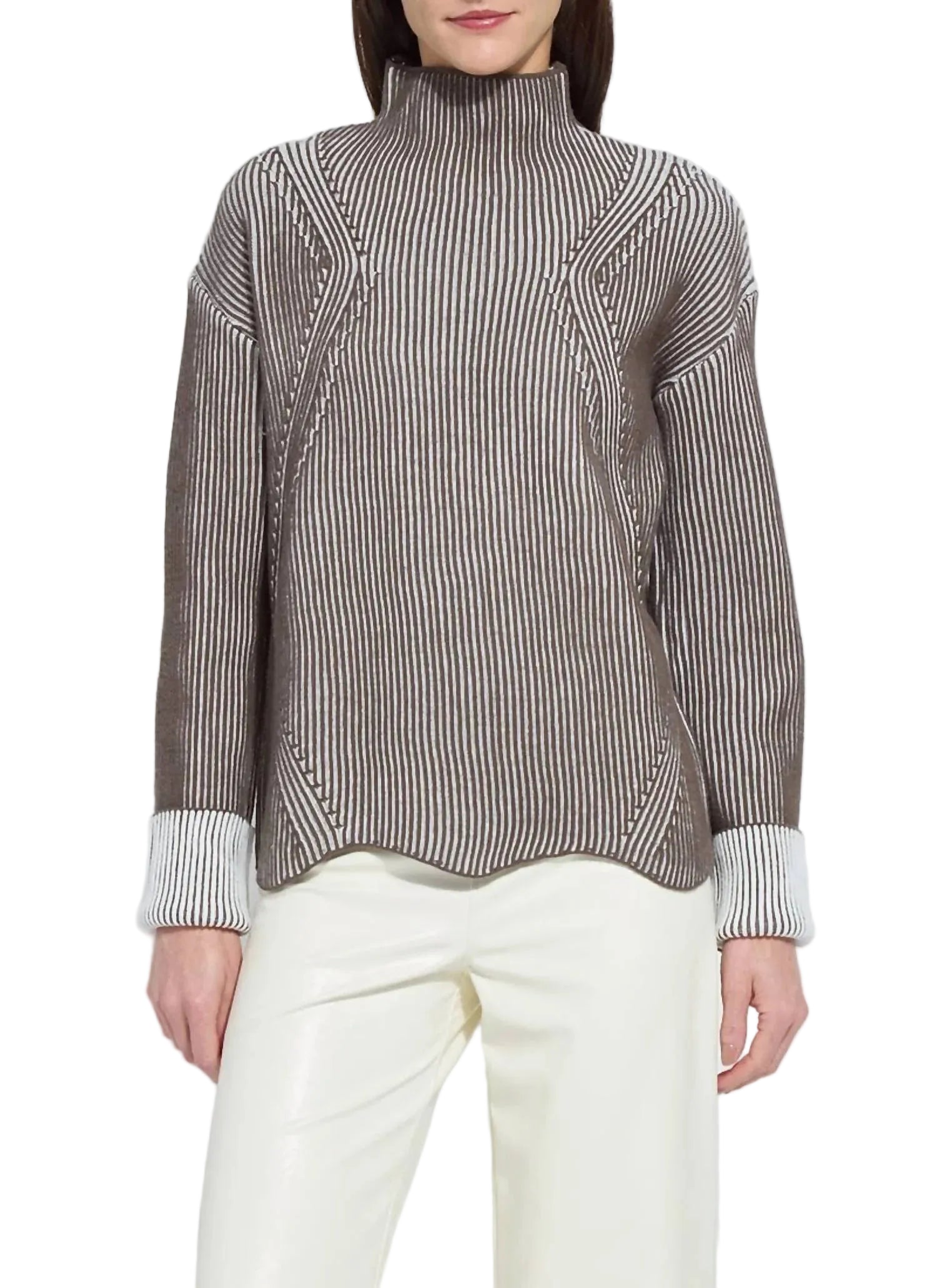 Lysse Hyacinth Cozy Rib Pullover Sweater -Americano/Snow White