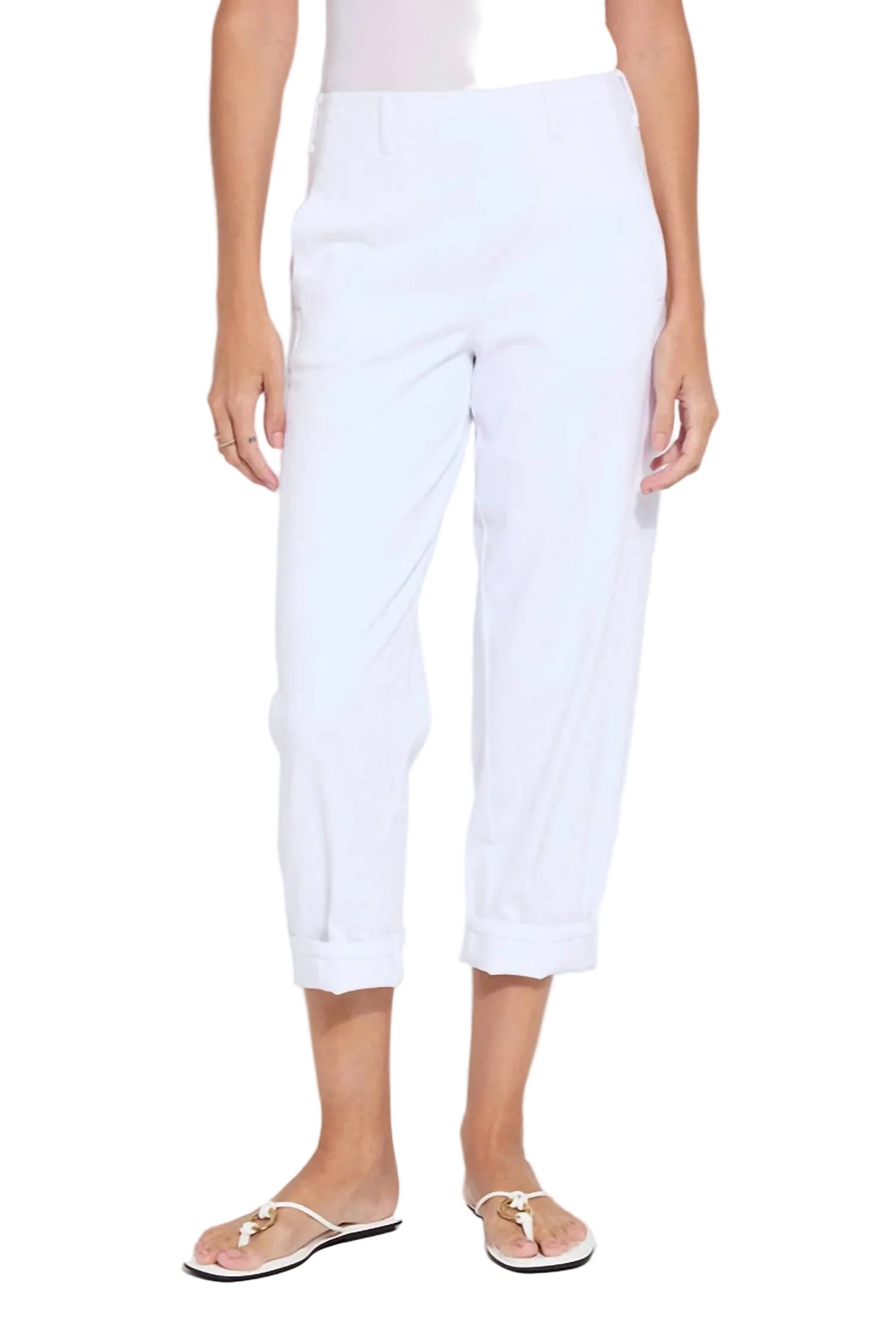 Lysse Winslet Cuffed Barrel Crop Denim-White