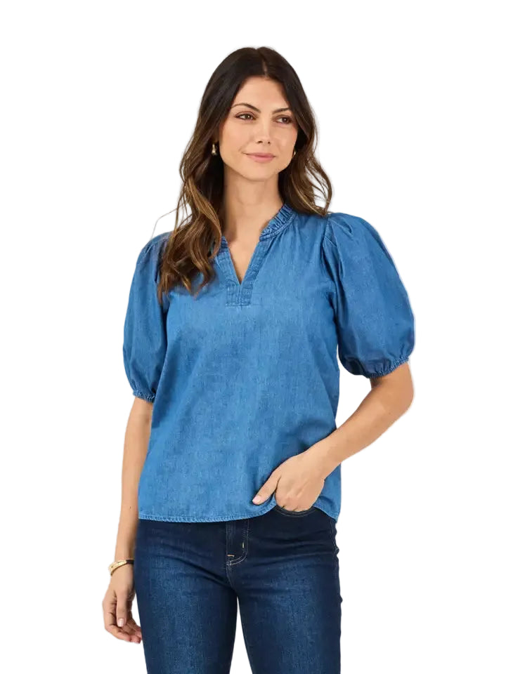 Mary Square Lainey Top -Chambray