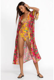 Johnny Was Flamingo and Sunshine Mix Long Kimono