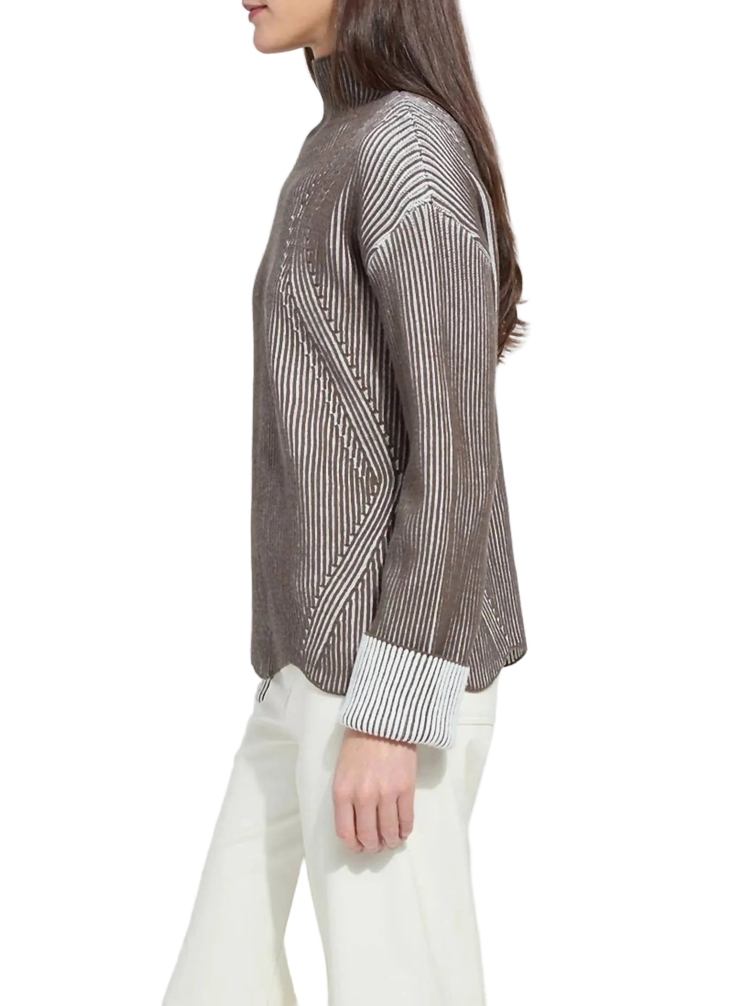 Lysse Hyacinth Cozy Rib Pullover Sweater -Americano/Snow White