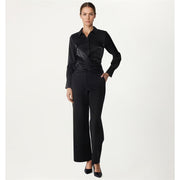 Charlie Paige Lame Wrap Blouse-Black
