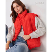 Charlie Paige Perfect Packable Puffer Vest-Red