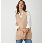 Charlie Paige Knit Sweater Vest-Beige Melange