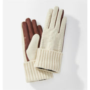 Charlie Paige Cable Knit with Pleather Gloves -White