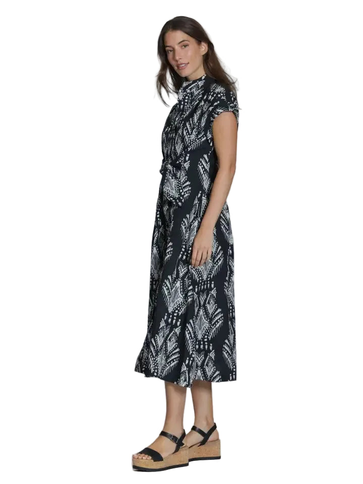 APNY Tie Front Dress -Black/Natural