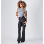 Charlie Paige Pleather Flared Pant -Black