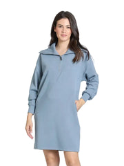 APNY Half Zip Sweatshirt Dress-Indigo Blue