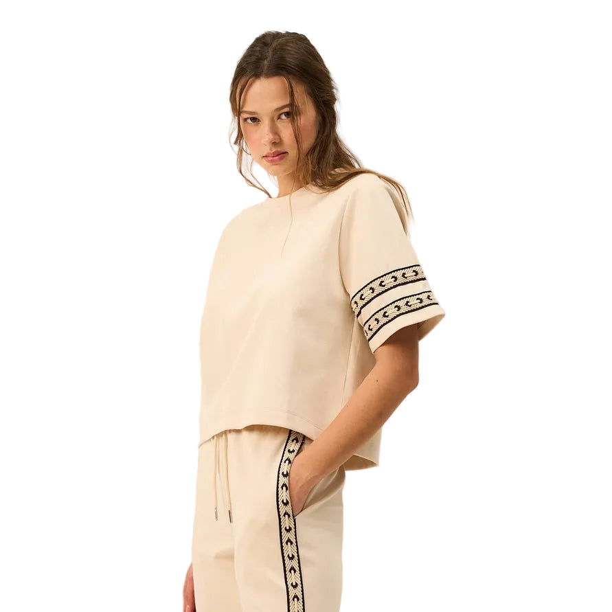 The GREii Western Sleeve Premium Knit Top -Ecru