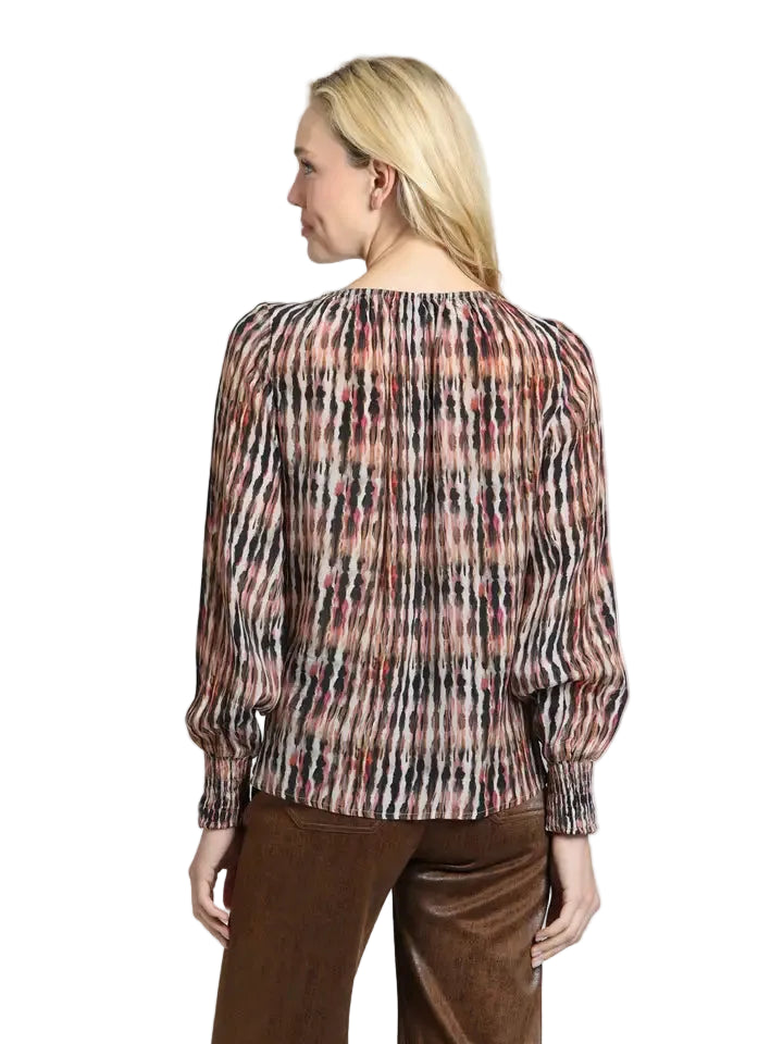 APNY Pullover with Smocked Cuff-Toasted Amber Multi