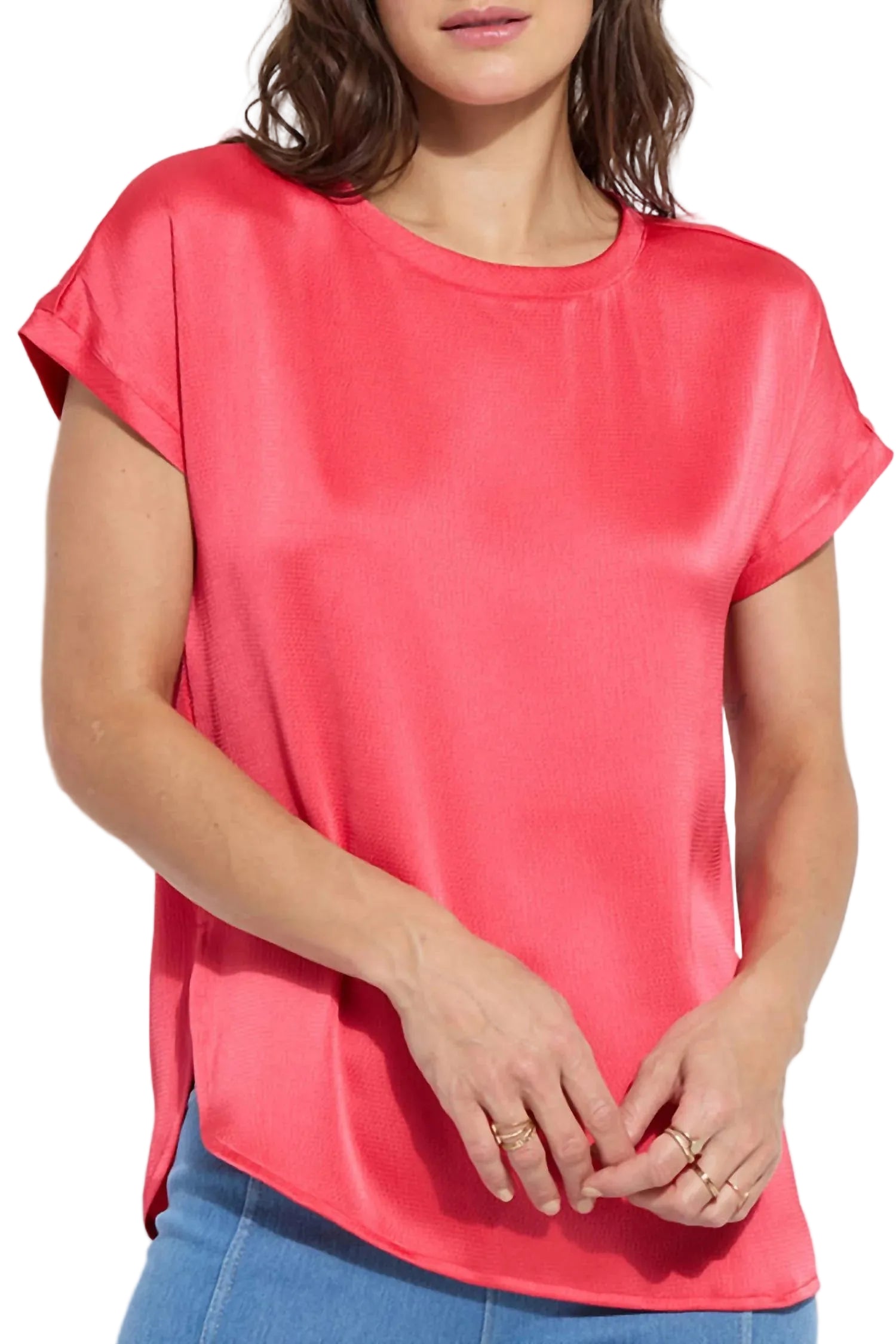Lysse Miri Cap Sleeve Top-Coral Sunset